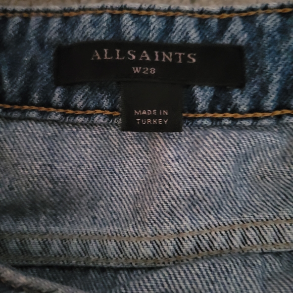 All Saints Light Blue Distressed Jean Shorts - Picture 6 of 7